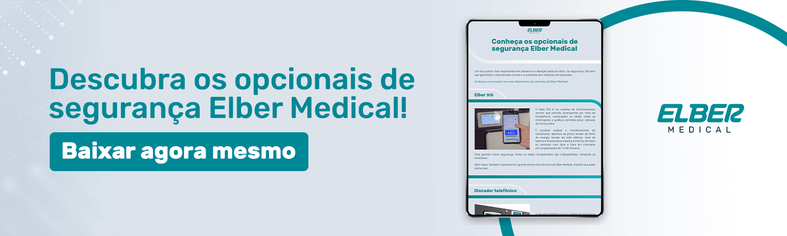 Banner para baixar e-book sobre os opcionais de segurança da Elber Medical